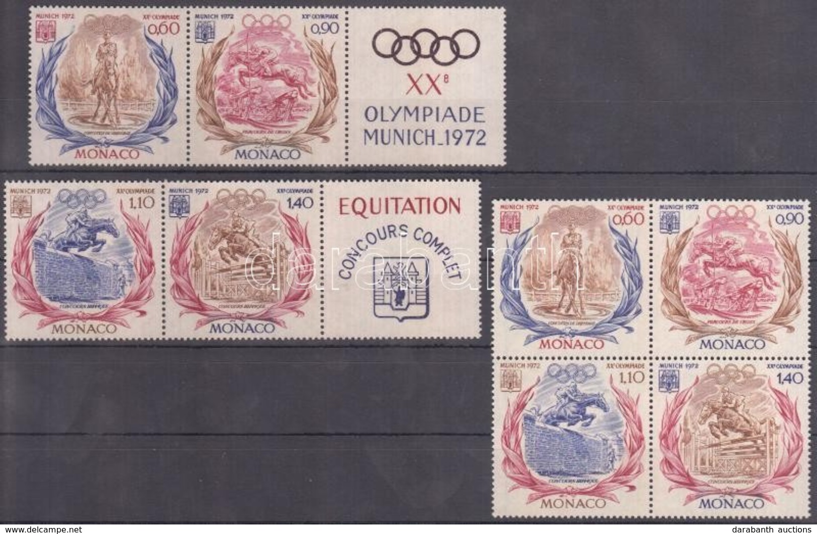 ** 1972 Nyári Olimpia, München Sor Mi 1045-1048 Négyestömbben + 2 Db Szelvényes Párban - Andere & Zonder Classificatie