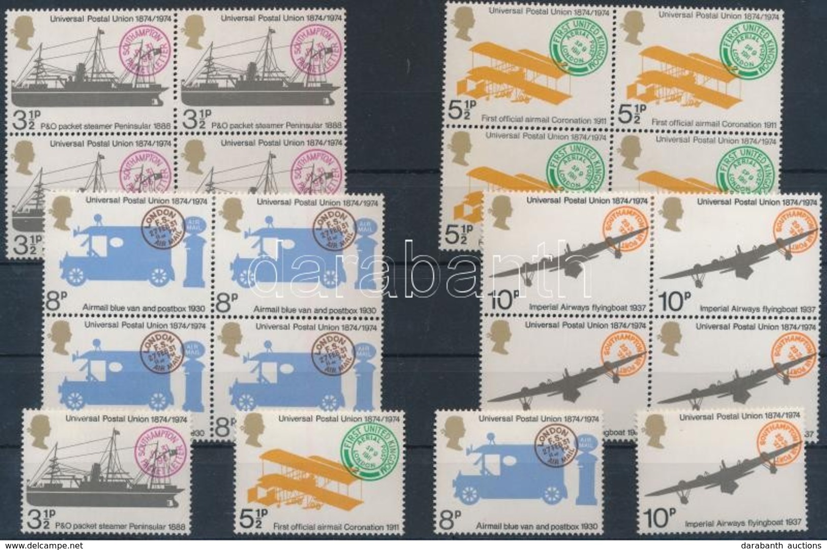 ** 1974 100 éves Az UPU Sor + Sor Négyestömbökben Mi 650-653 + FDC - Andere & Zonder Classificatie