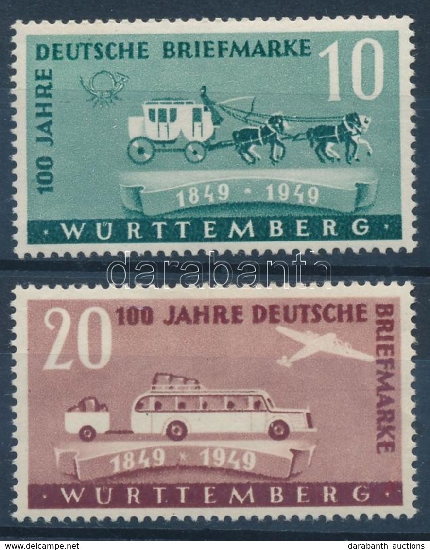 * Württemberg 1949 100 éves Német Bélyeg Sor Mi 49-50 - Andere & Zonder Classificatie