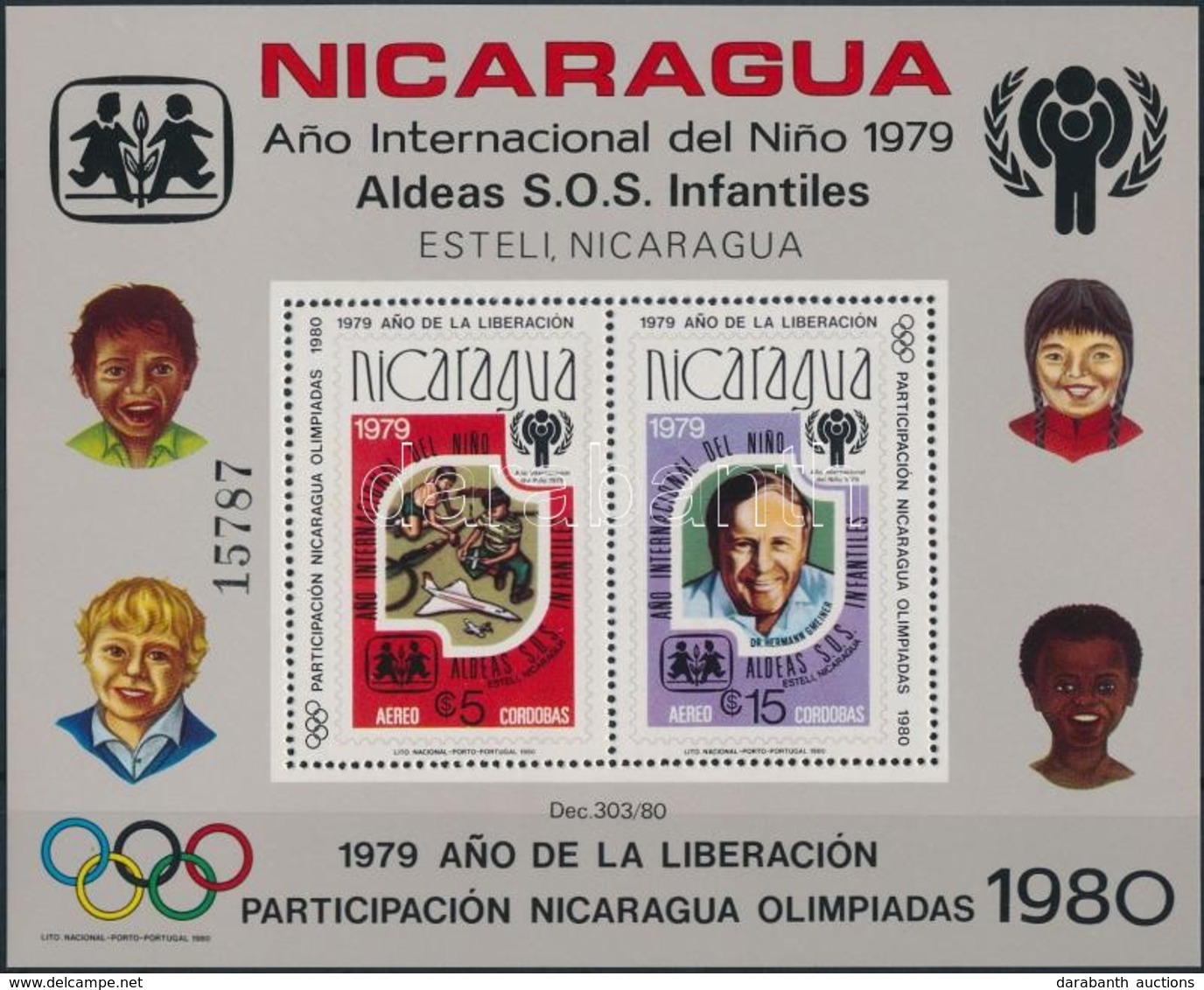 ** 1980 Nicaragua Részt Vesz Az Olimpián; Nemzetközi Gyermek év Blokk Mi 110 A - Andere & Zonder Classificatie