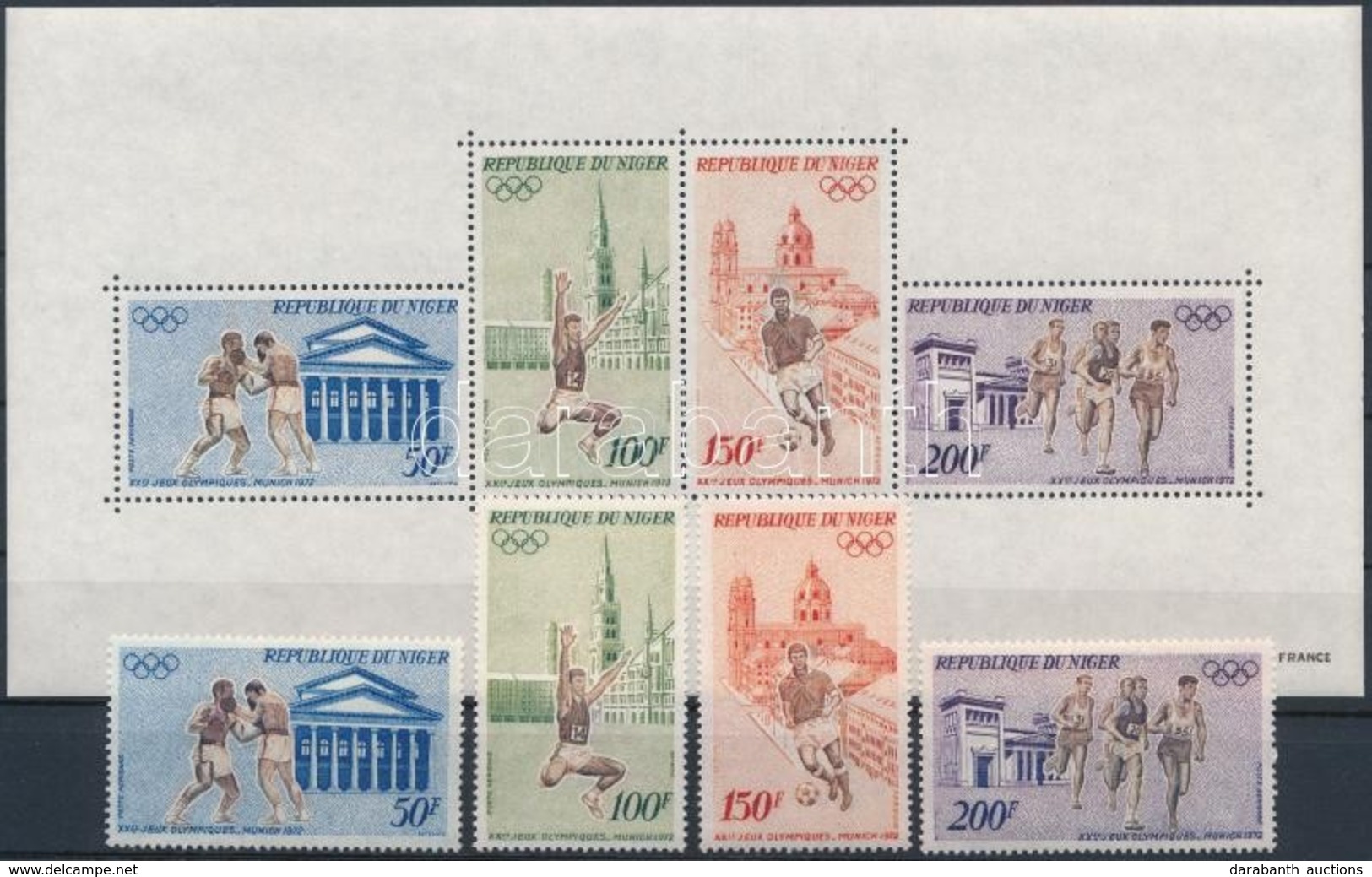 ** 1972 Nyári Olimpia, München Sor Mi 331-334 + Blokk Mi 8 - Andere & Zonder Classificatie