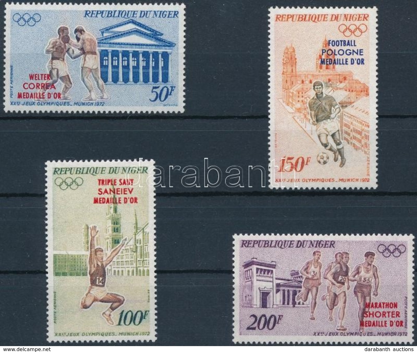 ** 1972 Olimpiai Aranyérmesek Sor Felülnyomással Mi 348-351 - Andere & Zonder Classificatie