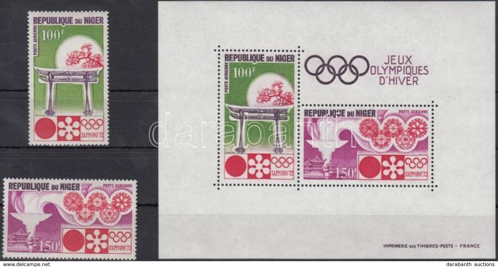 ** 1972 Téli Olimpia, Sapporo Sor Mi 316-317 + Blokk 7 - Andere & Zonder Classificatie