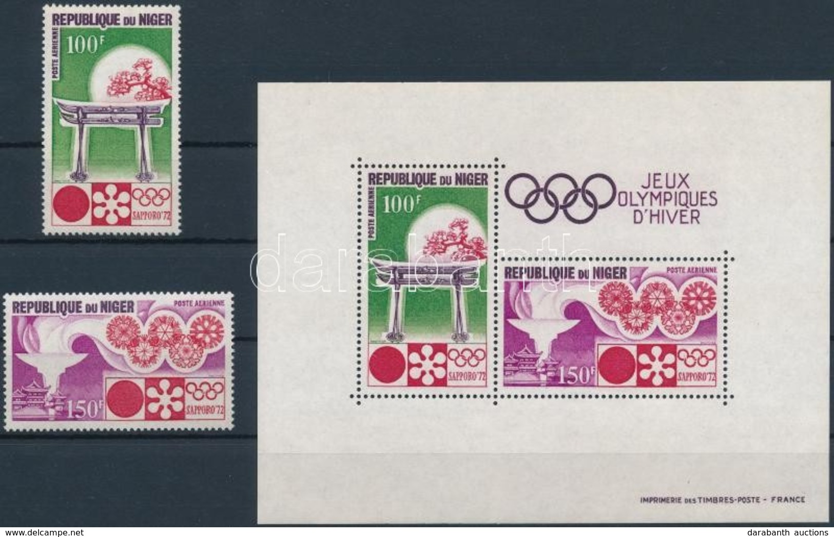 ** 1972 Téli Olimpia, Sapporo Sor Mi 316-317 + Blokk 7 - Andere & Zonder Classificatie