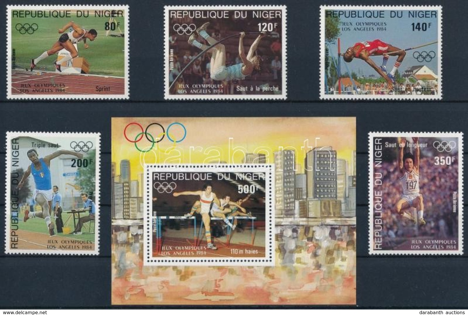 ** 1984 Nyári Olimpia, Los Angeles Sor Mi 876-880 + Blokk Mi 41 - Andere & Zonder Classificatie