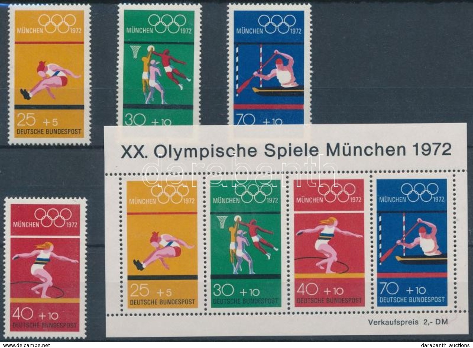 ** 1972 Nyári Olimpiai Játékok Sor Mi 734-737 + Blokk 8 - Andere & Zonder Classificatie