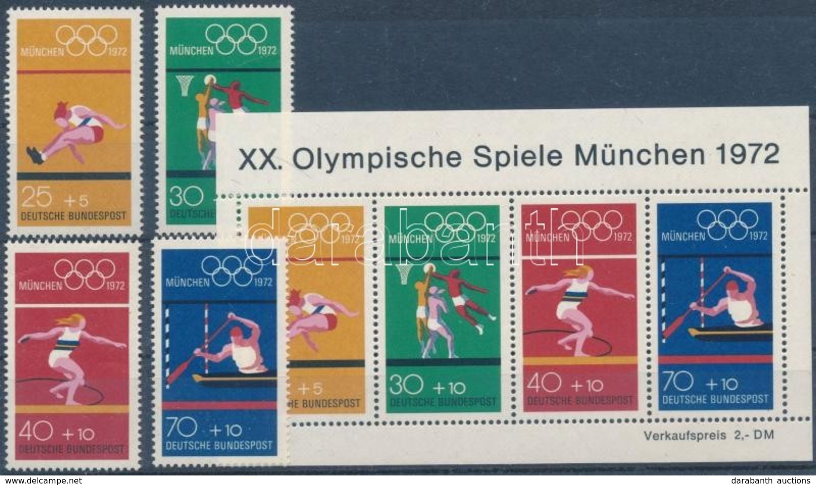 ** 1972 Nyári Olimpiai Játékok Sor Mi 734-737 + Blokk Mi 8 - Andere & Zonder Classificatie