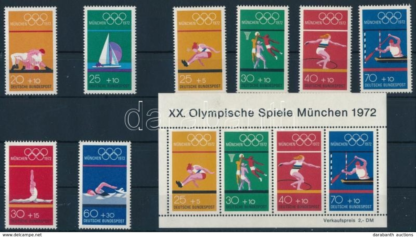 ** 1972 Olimpia 2klf Sor Mi 719-722, 734-737 + Blokk Mi 8 - Andere & Zonder Classificatie