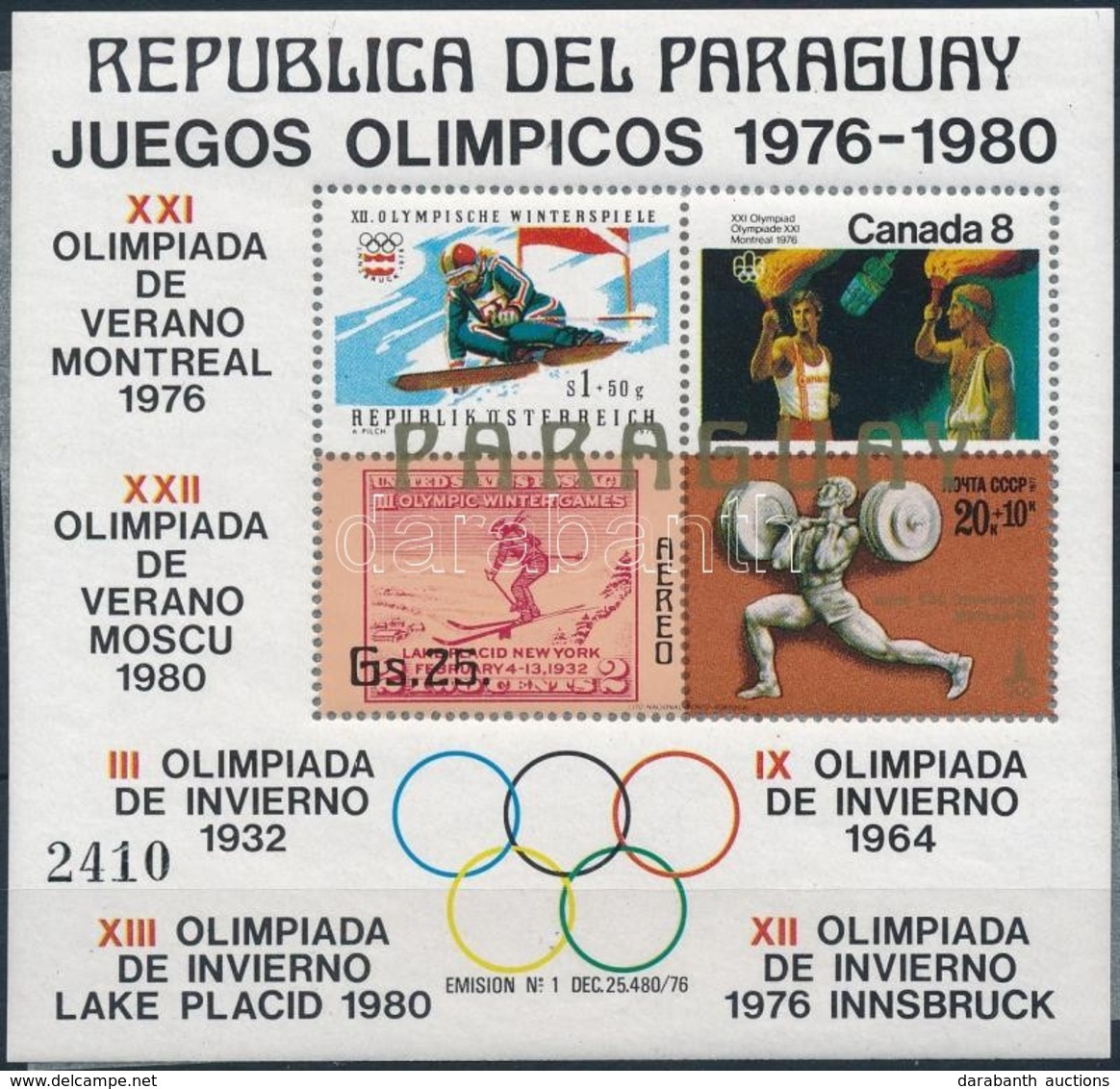 ** 1978 Olimpiai Játékok 1976-1980 Blokk Mi 316 - Altri & Non Classificati