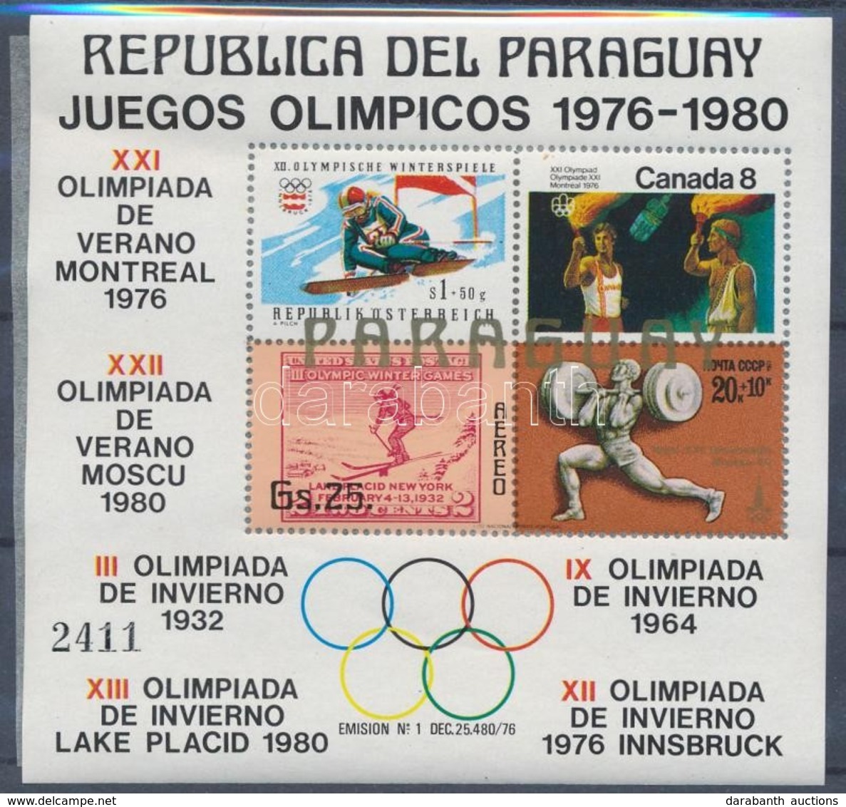 ** 1978 Olimpiai Játékok 1976-1980 Blokk Mi 316 - Altri & Non Classificati
