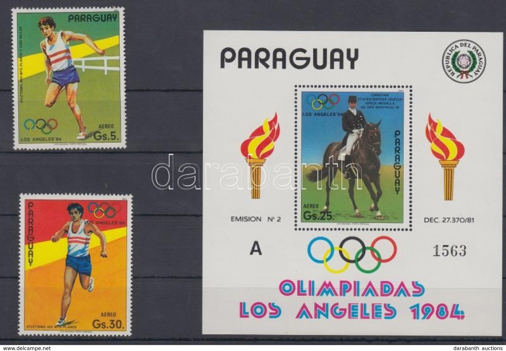 ** 1984 Nyári Olimpia, Los Angeles Mi 3716+3718 + Kisív 3717 + Blokk 395 - Andere & Zonder Classificatie