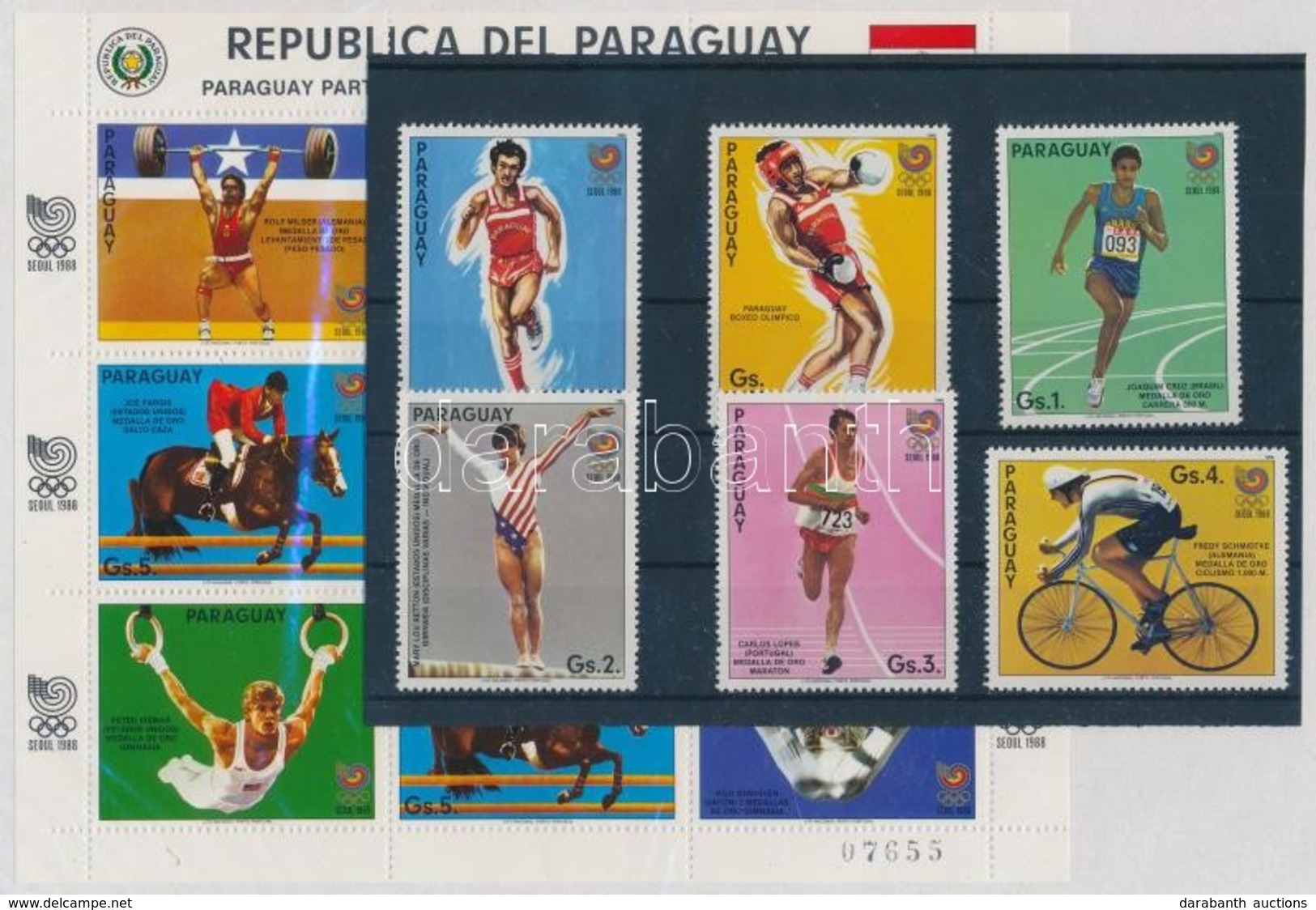 ** 1986 Nyári Olimpia, 1988 Sorból 6 érték + Kisív Mi 4047-4052 + 4053 - Andere & Zonder Classificatie