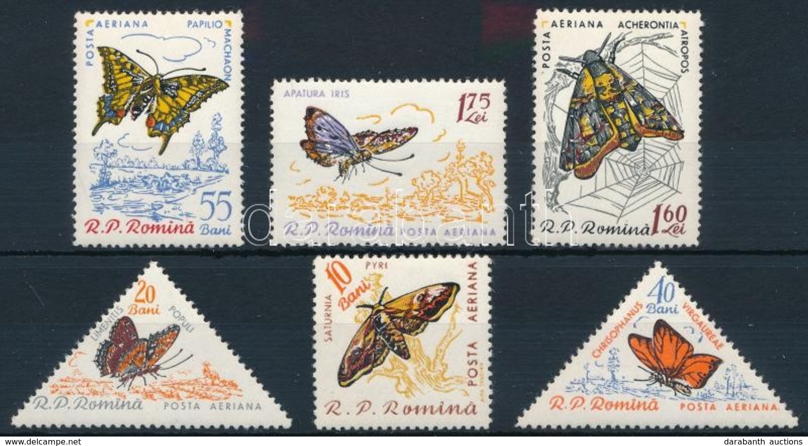 ** 1960 Lepkék Sor,
Butterfly Set
Mi 1918-1923 - Andere & Zonder Classificatie