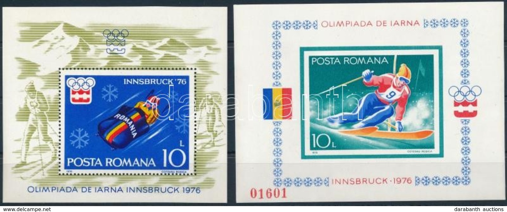 ** 1976 Téli Olimpia Vágott és Fogazott Blokkpár Mi 128-129 - Andere & Zonder Classificatie