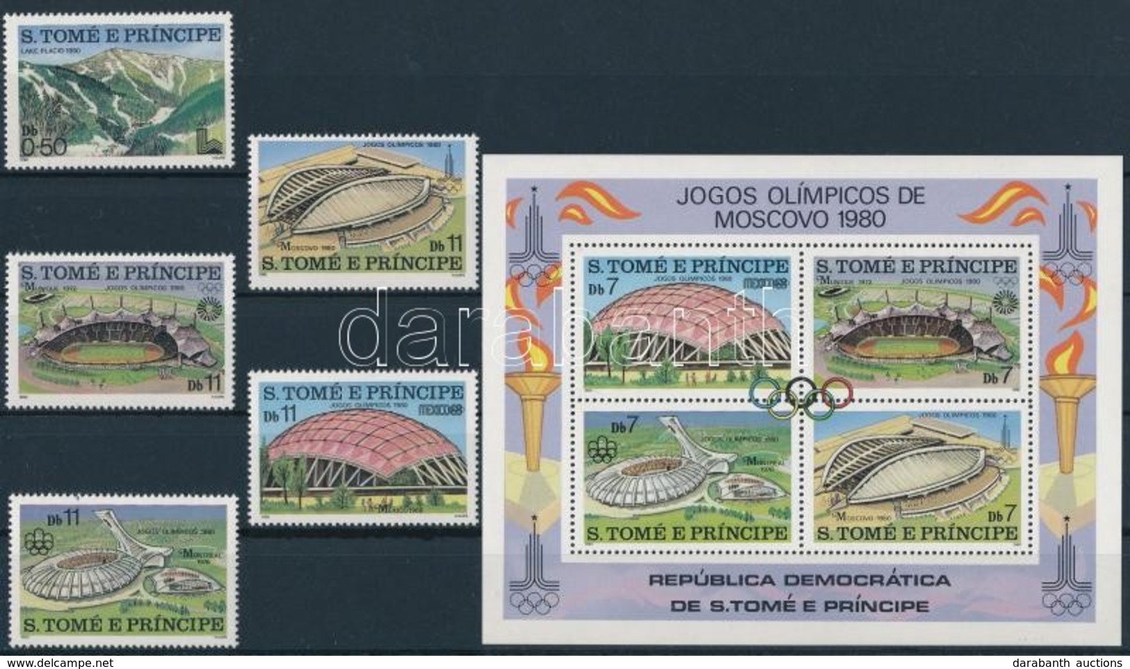 ** 1980 Nyári Olimpia Sor Mi 632-636 A + Blokk Mi 43 A - Andere & Zonder Classificatie