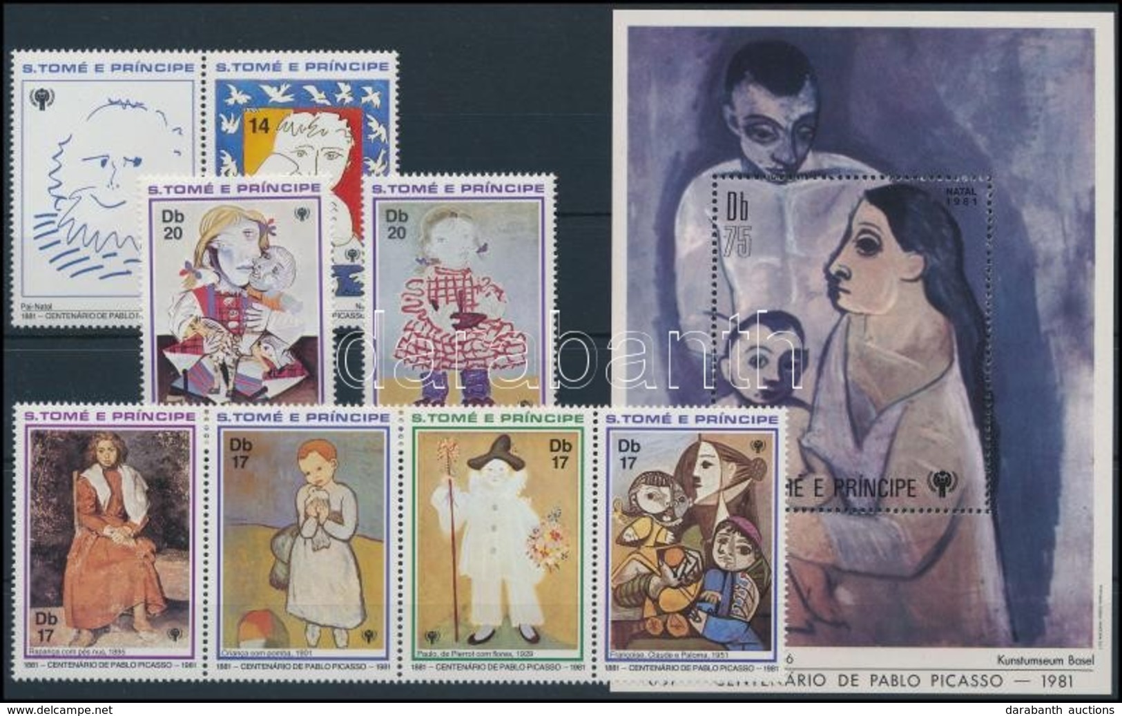 ** 1981 Picasso, Festmények, Gyermek Sor + Blokk,
Picasso, Paintings, Children Set + Block
Mi 714 A - 720 A + Mi 69 A - Sonstige & Ohne Zuordnung