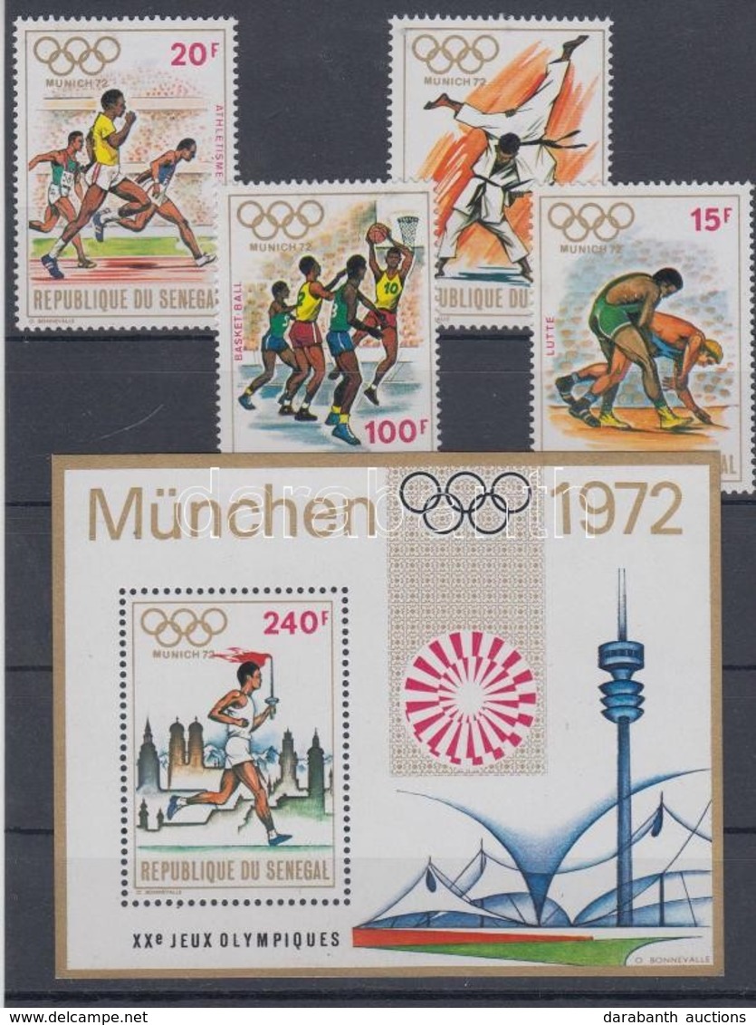 ** 1972 München-i Olimpia Mi 494-497 + Blokk 10 - Andere & Zonder Classificatie