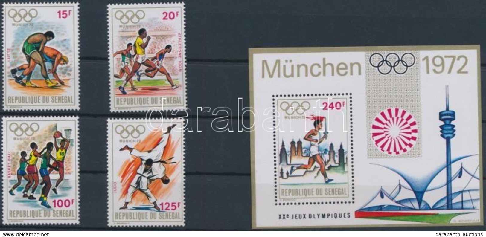 ** 1972 Nyári Olimpia, München Sor Mi 494-497 + Blokk 10 - Andere & Zonder Classificatie