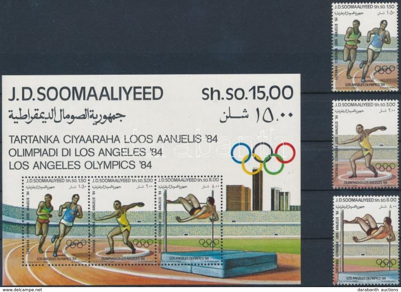 ** 1984 Nyári Olimpia, Los Angeles Sor Mi 353-355 + Blokk Mi 15 - Andere & Zonder Classificatie