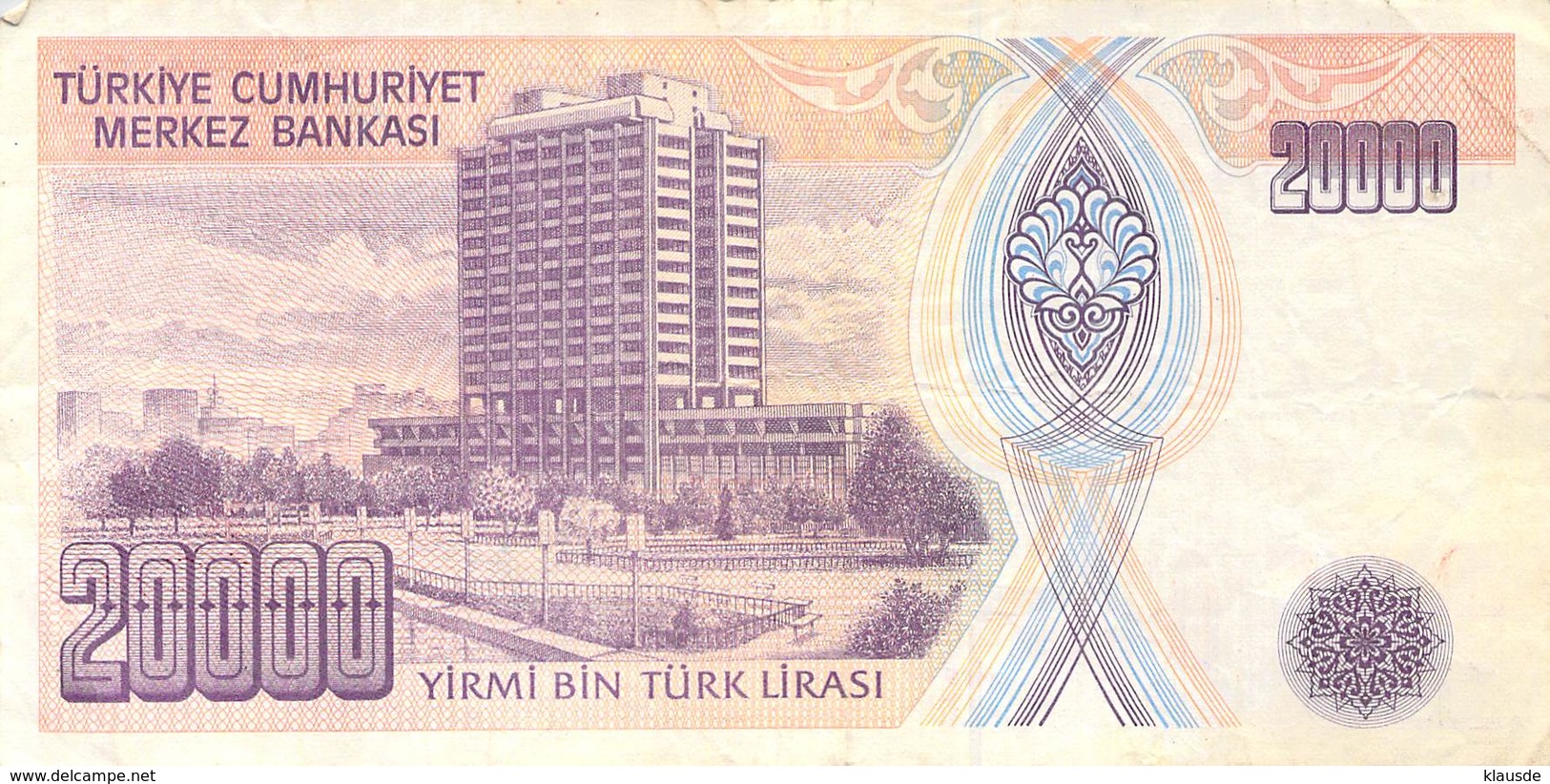 20000 Türk Lira Banknote Türkei VF/F (III) 1970 - Türkei