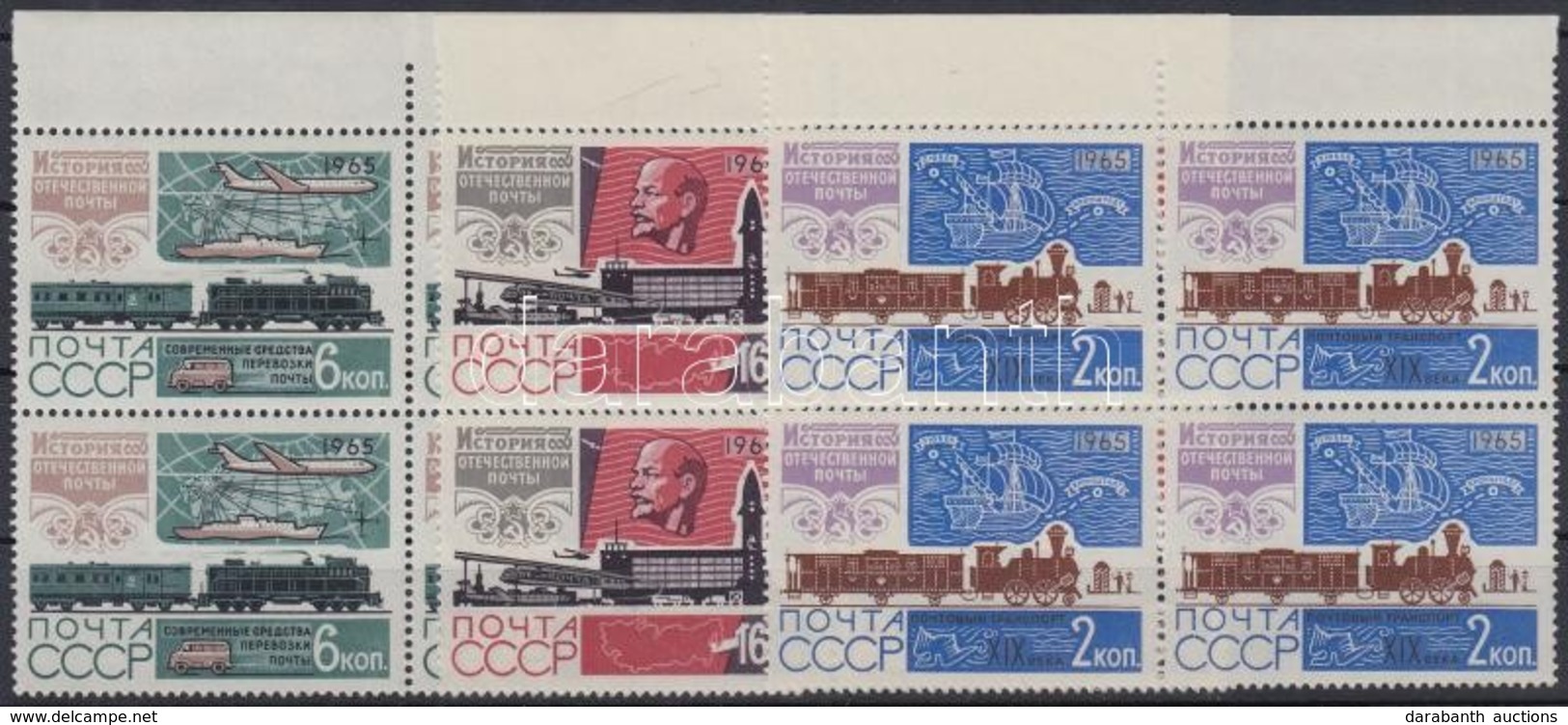 ** 1965 Szovjet Postatörténet Sor ívszéli Négyes Tömbökben Mi 3162-3164 - Andere & Zonder Classificatie