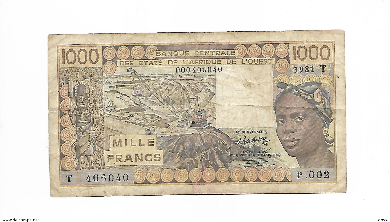 AFRIQUE OUEST / 1000 FRANCS 1981 - LETTRE T - Autres - Afrique