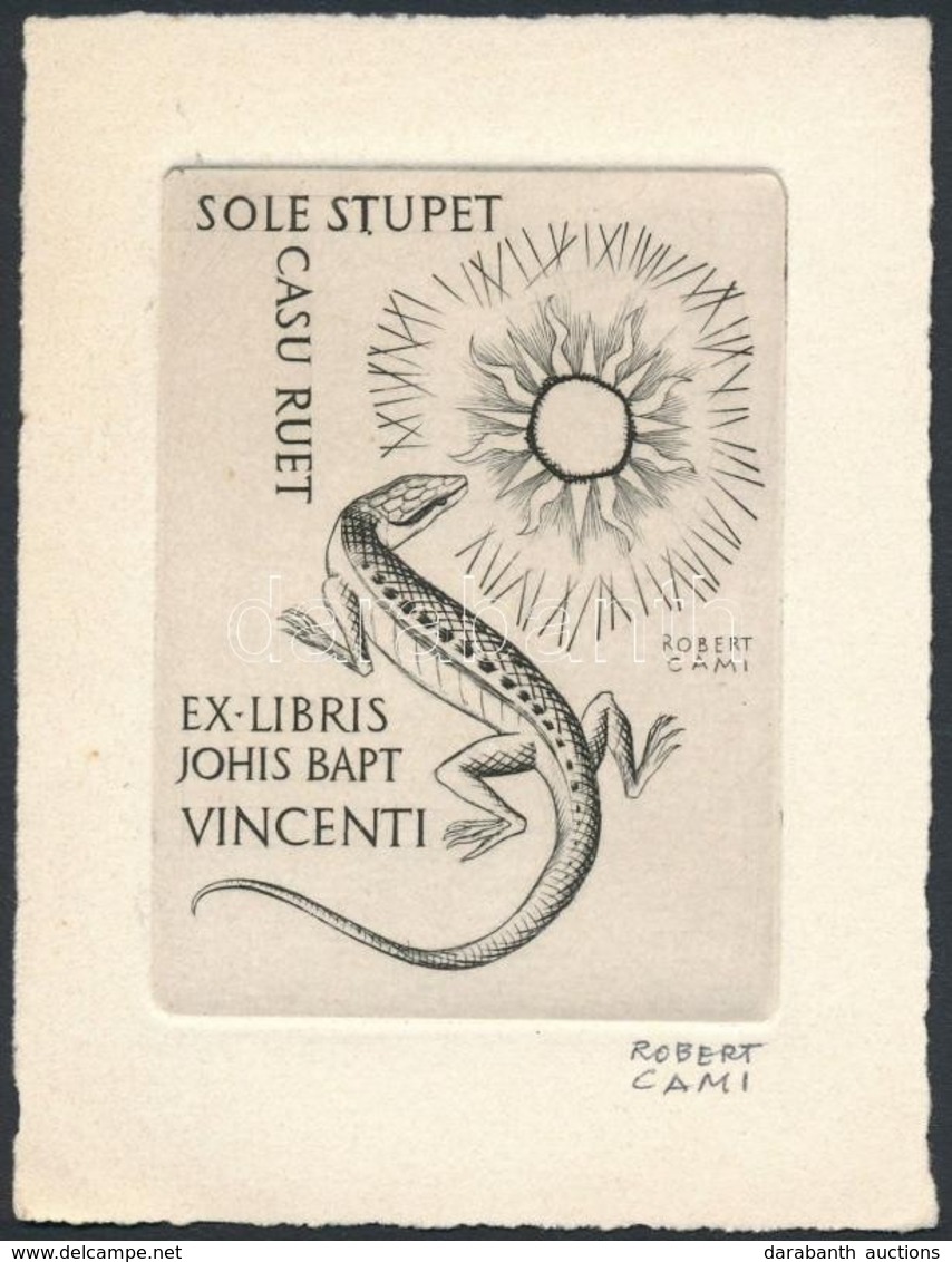 Robert Cami (1900-1975) :Ex Libris Johis Bapt. Rézkarc, Papír, Jelzett, 8×6 Cm - Andere & Zonder Classificatie