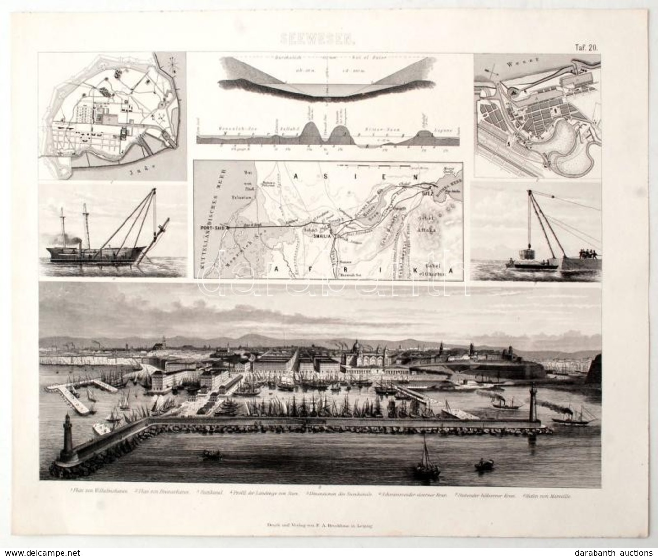 Cca 1860 Wilhelmshafen Kikötő Nagyméretű Acélmetszet / Large Engraving 27x34 Cm - Prenten & Gravure