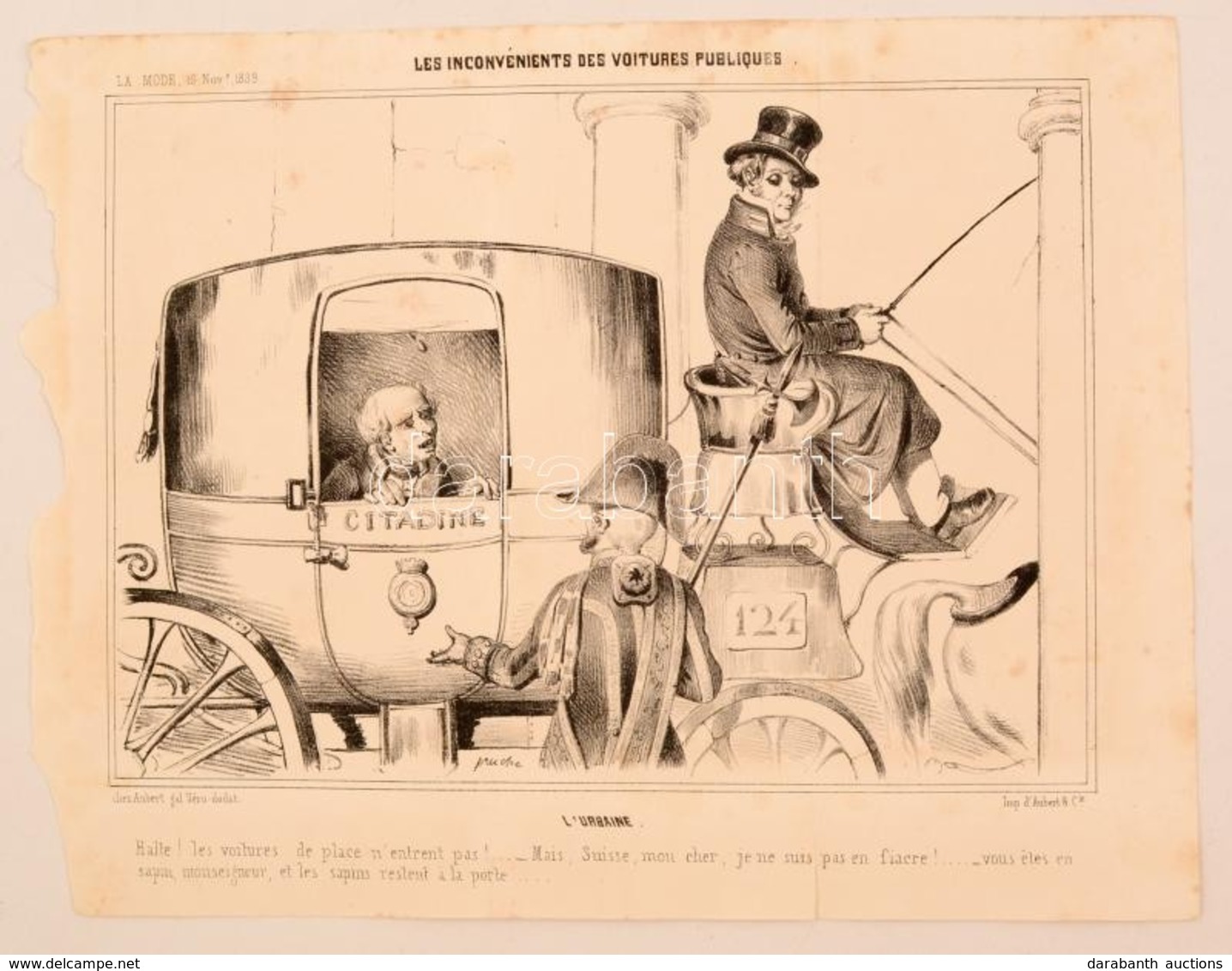 1839 A Közkocsik Kényelmetlenségei Politikai Karikatúra. Kőnyomat / Inconveniences Of Public Transport Lithographed Poli - Prenten & Gravure