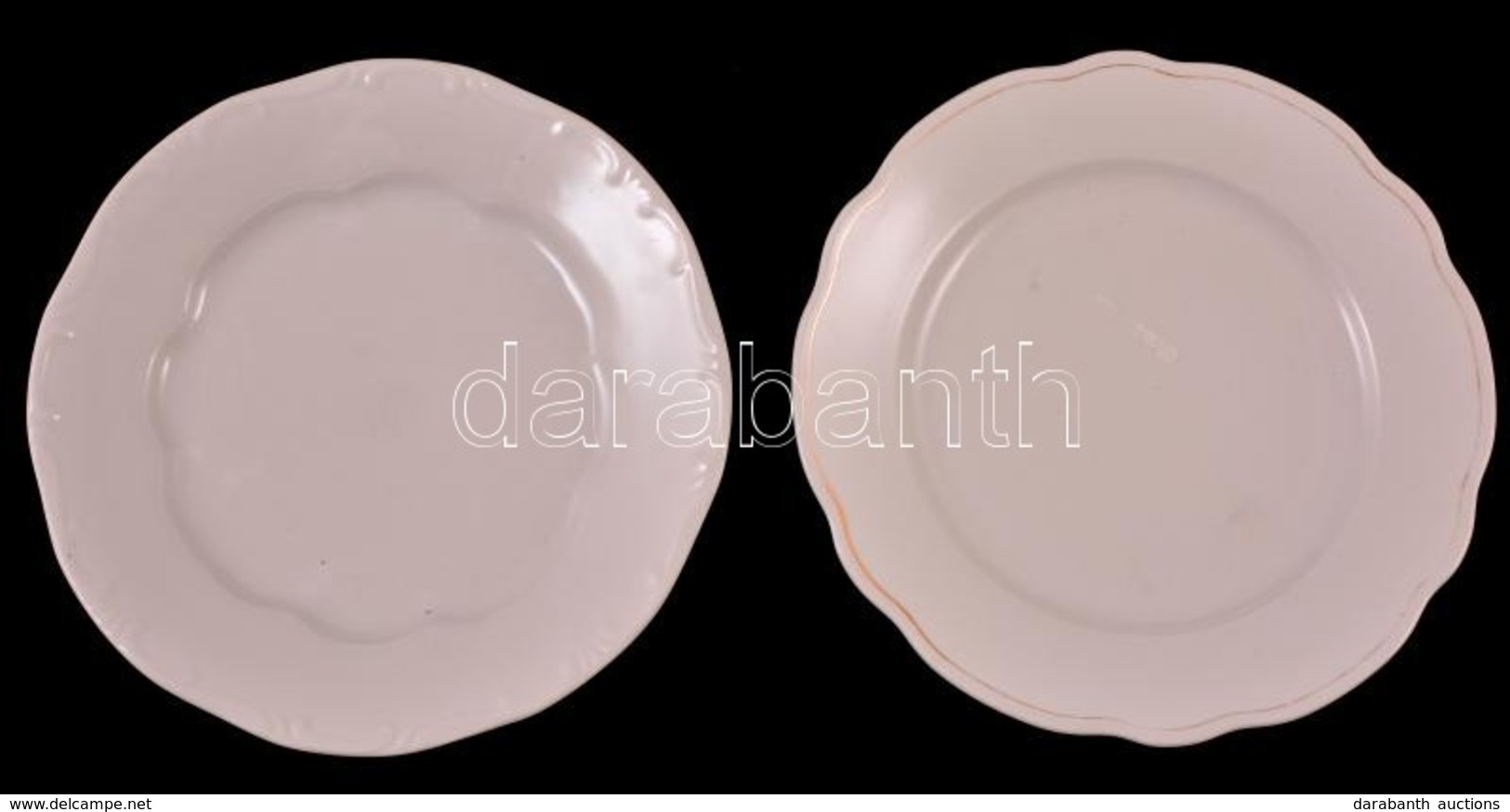 Zsolnay Porcelán Lapos Tányér, 2 Db, Jelzett, Kopásnyomokkal, D: 24 Cm - Altri & Non Classificati