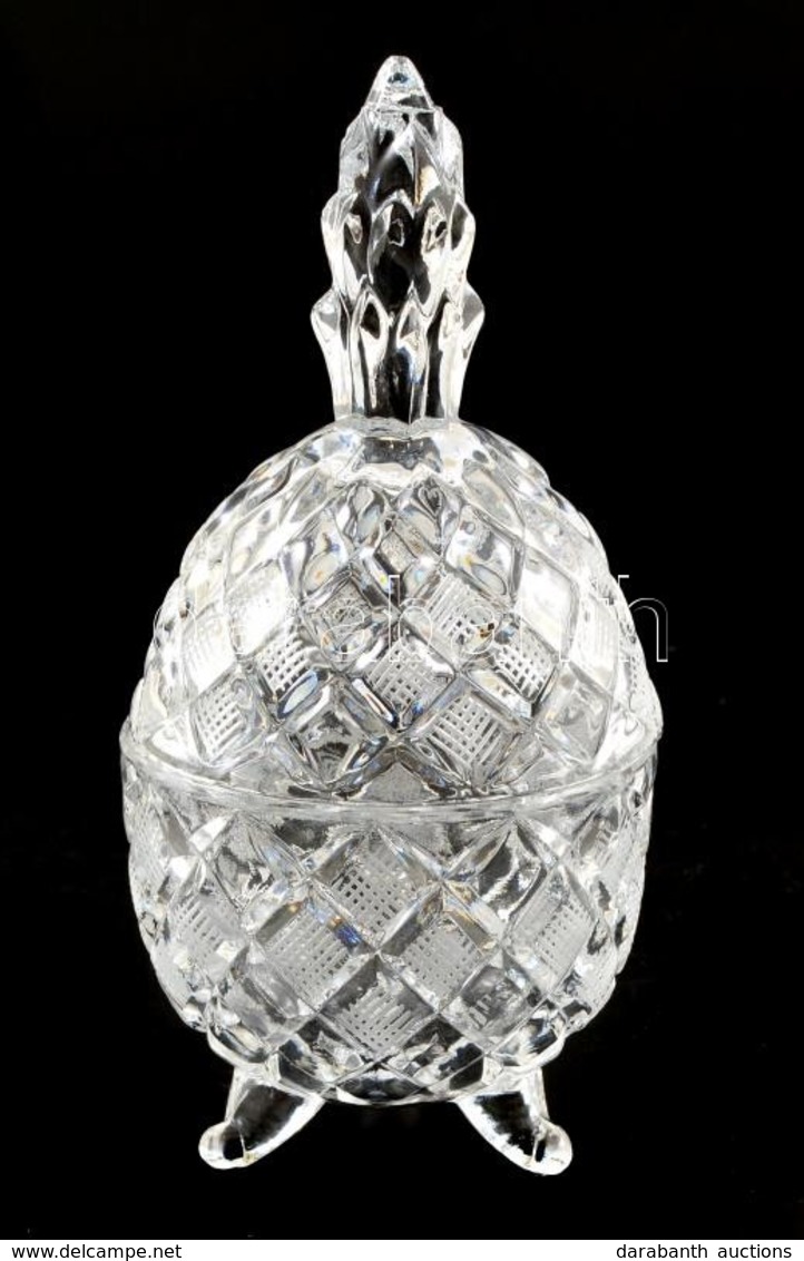 Formába öntött üveg Bonbonier, Metszett, Kis Hibával, M: 17,5 Cm - Glas & Kristal