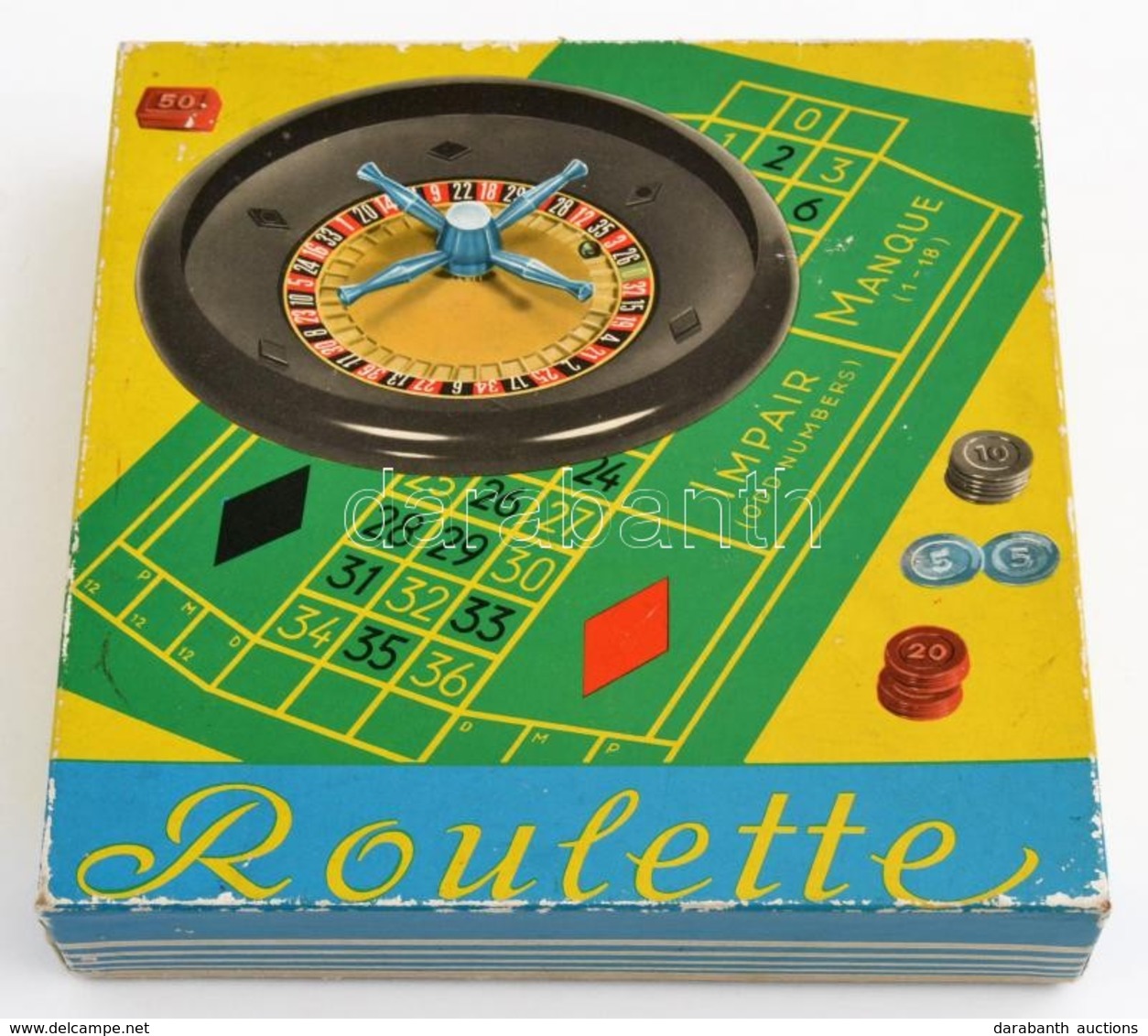 Retró Komplett Roulette Játék, Eredeti Dobozában - Autres & Non Classés