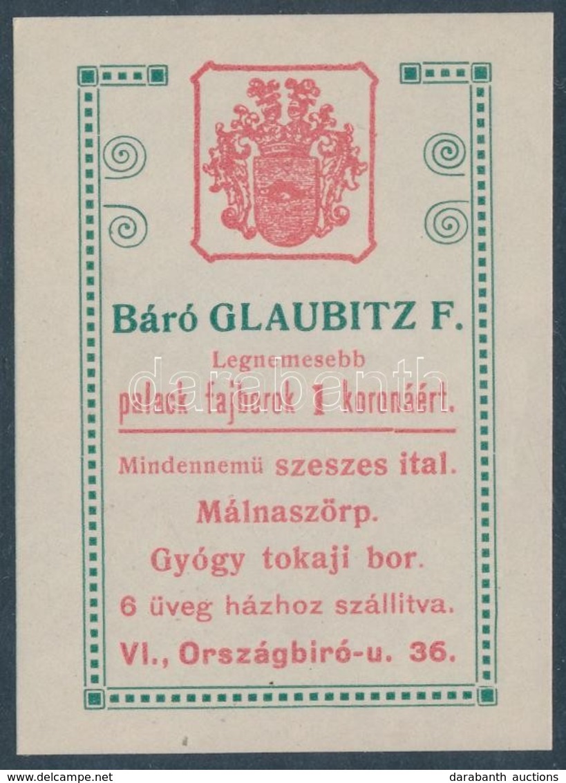 Báró Glaubitz F. Reklámbélyeg - Zonder Classificatie