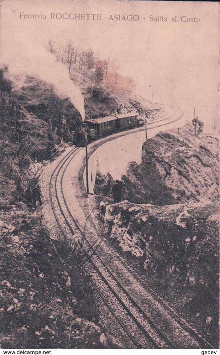 Italie, Ferrovia Rocchette - Asiago, Chemin De Fer Et Train à Vapeur, Censura (30.1.1917) Tachée - Other & Unclassified