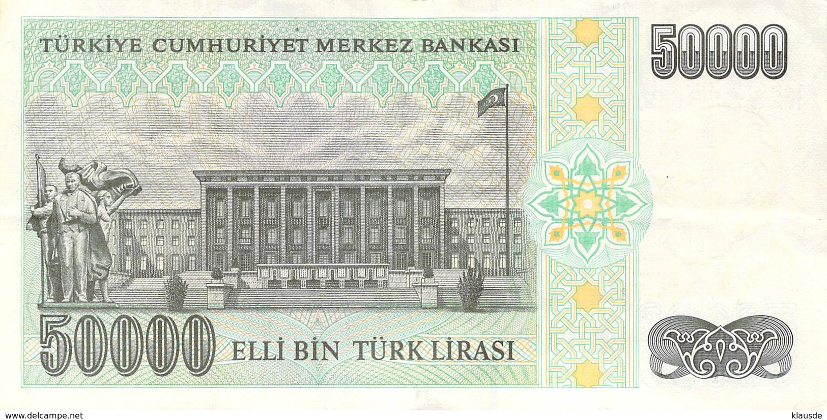 50000 Türk Lira Banknote Türkei VF/F (III) 1970 - Türkei