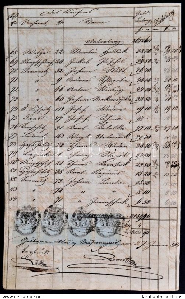 1868 Teljes 16 Oldalas Kimutatás 4x 5Fl Illetékbélyeggel - Zonder Classificatie