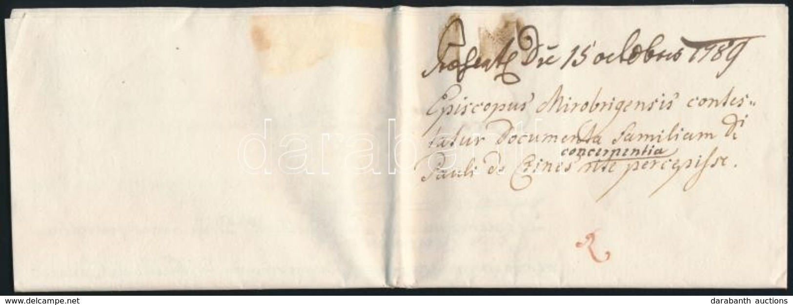 1789 Miróbriga, Portugália. A Helyi Püspök Levele A Prágai Püspöknek, Melyben Egy Helyi Sebész Orvos Családjával Kapcsol - Zonder Classificatie