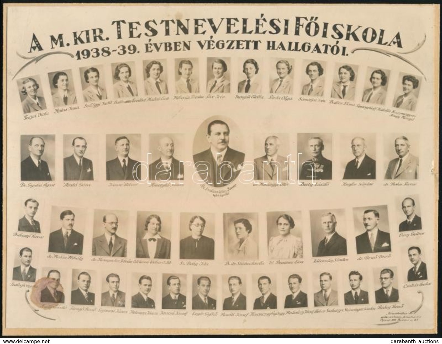 1939 A M. Kir. Testnevelési Főiskola Tanárai és Végzett Hallgatói, Kistabló Nevesített Portrékkal (többek Között Szerepe - Andere & Zonder Classificatie