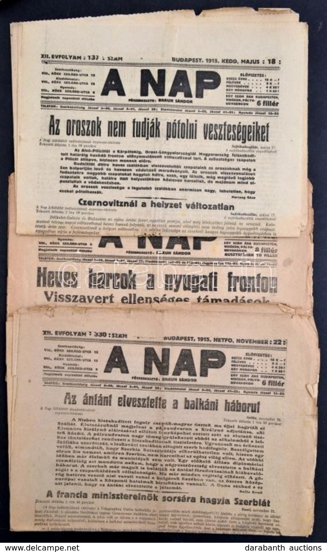 1915-1917 A Nap Három Lapszáma érdekes Háborús Hírekkel - Andere & Zonder Classificatie
