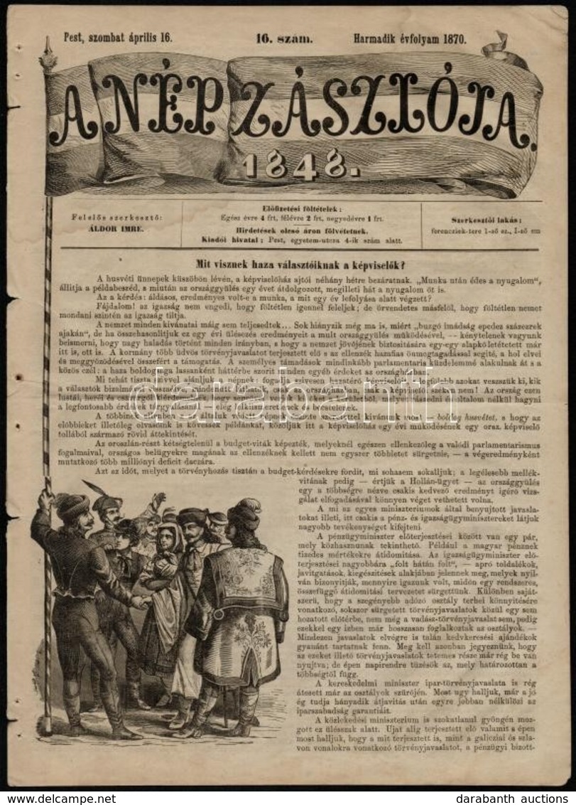 1870 Pest, A Nép Zászlója 1848. újság 16. Száma, 8p - Zonder Classificatie