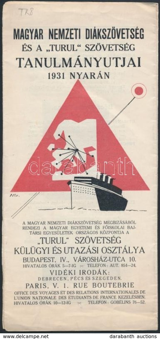 1931 A Magyar Nemzeti Turul Szövetség Tanulmányútjai Térképes Prospektus - Zonder Classificatie