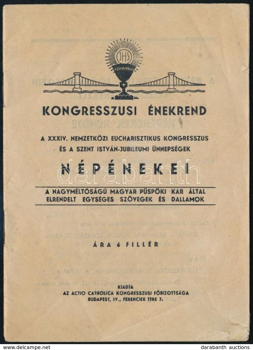 1938 A XXIV. Nemzetközi Eucharisztikus Kongresszus énekrendje, 35p - Zonder Classificatie