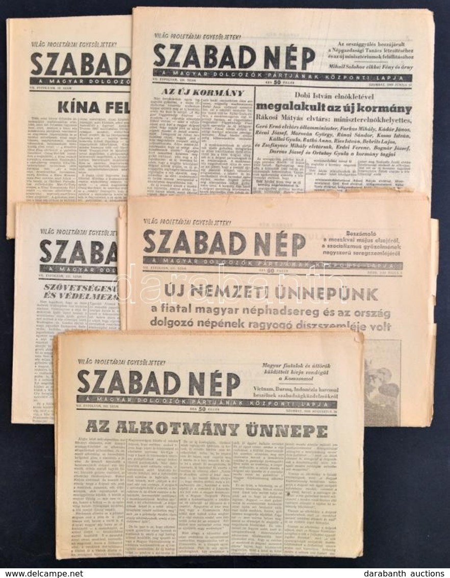 1949 5 Db Szabad Nép, Benne Az új Alkotmányról Szóló Cikkekkel - Zonder Classificatie