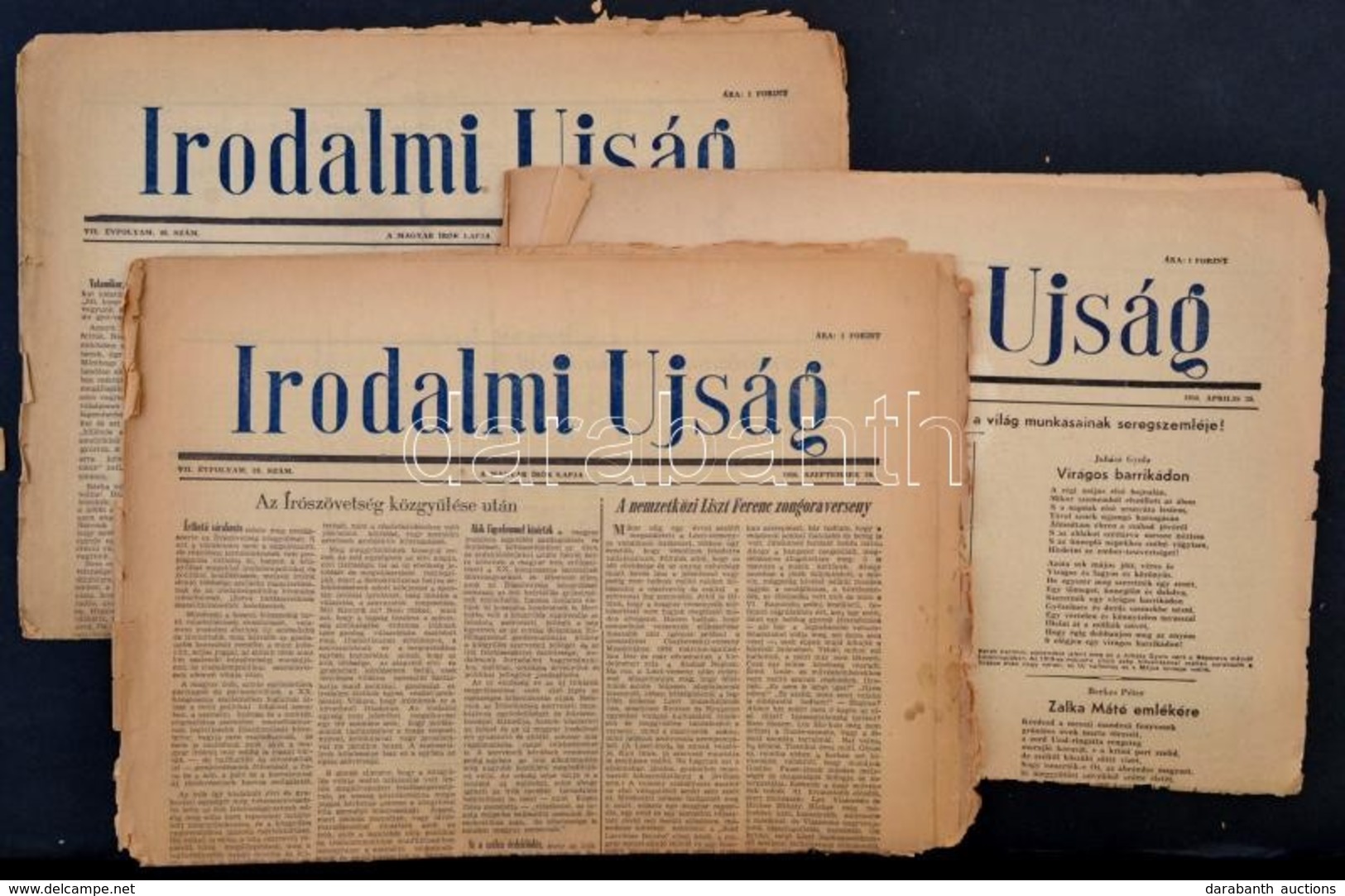 1956 Irodalmi Újság 3 Száma, április 28., Szeptember 29., Október 6., Kissé Viseltes állapotban - Zonder Classificatie