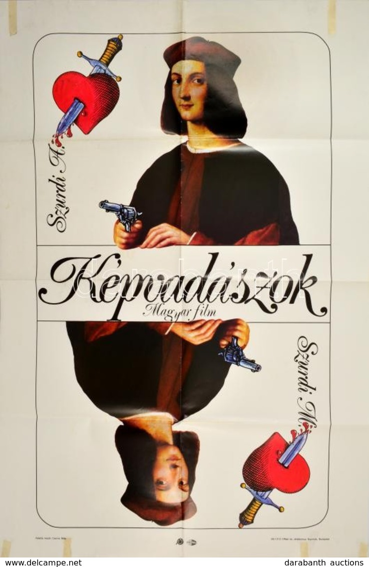 1986 Képvadászok Magyar Film Plakátja, MOKÉP, Hajtott, Celluxos Ragasztásokkal, 84×56 Cm - Andere & Zonder Classificatie