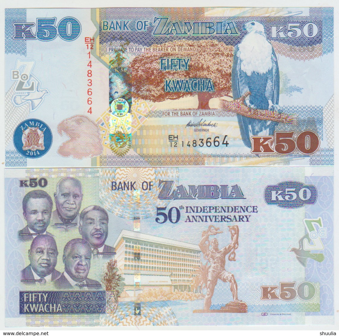 Zambia 50 Kwacha 2014 Pick NEW UNC - Zambia