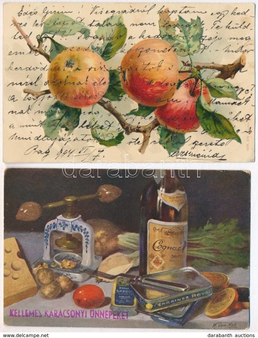** 2 Db RÉGI Csendélet Művészlap / 2 Pre-1910 Art Motive Postcards With Still Life Paintings - Zonder Classificatie