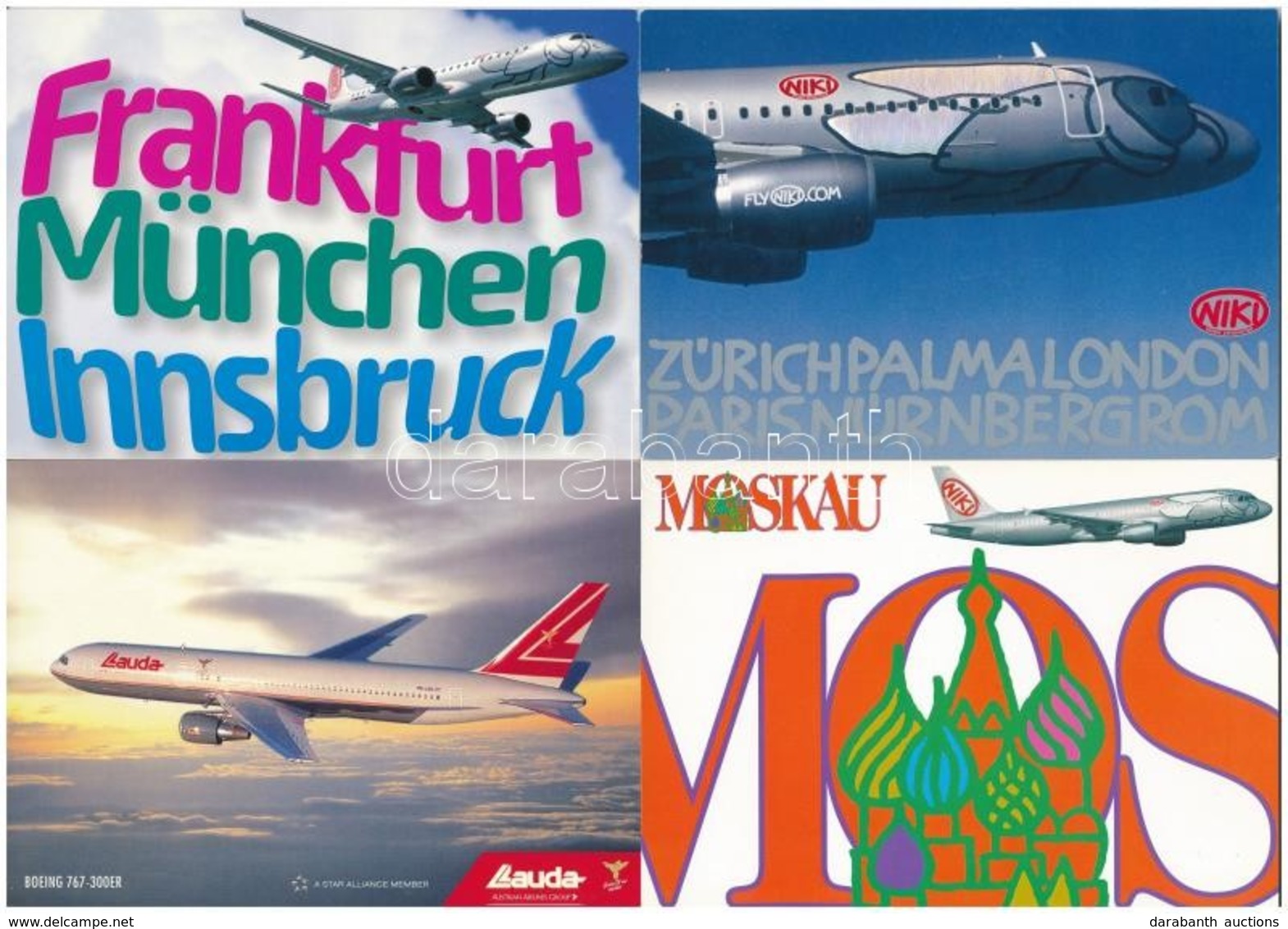 ** 8 Db MODERN Használatlan Repülő Motívumlap: Niki Lauda Osztrák Légitársaság / 8 Unused Modern Aircrafts Motive Postca - Zonder Classificatie