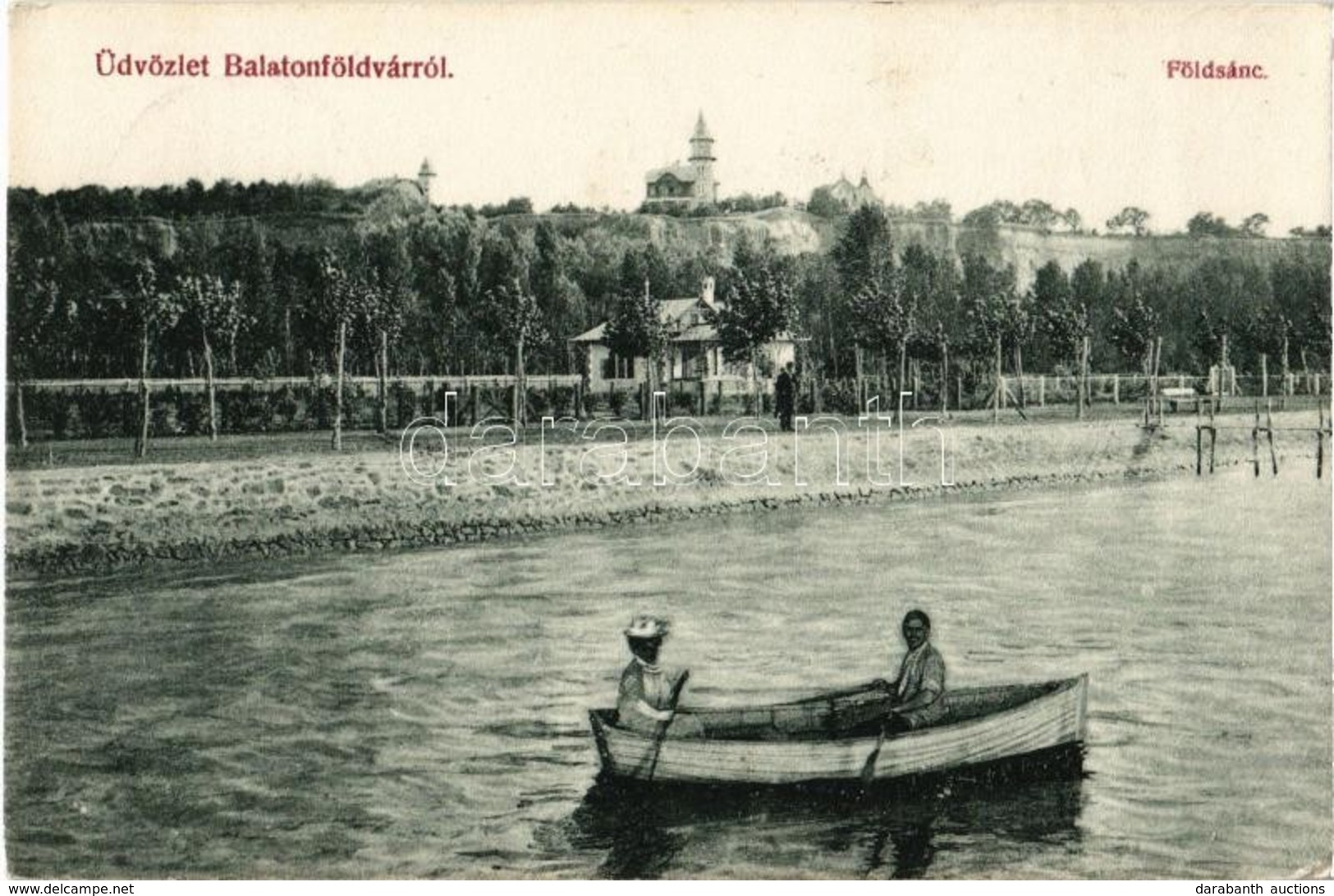 T2/T3 1907 Balatonföldvár, Földsánc, Csónakázók, Nyaralók. Gerendai Gyula Kiadása (EK) - Zonder Classificatie