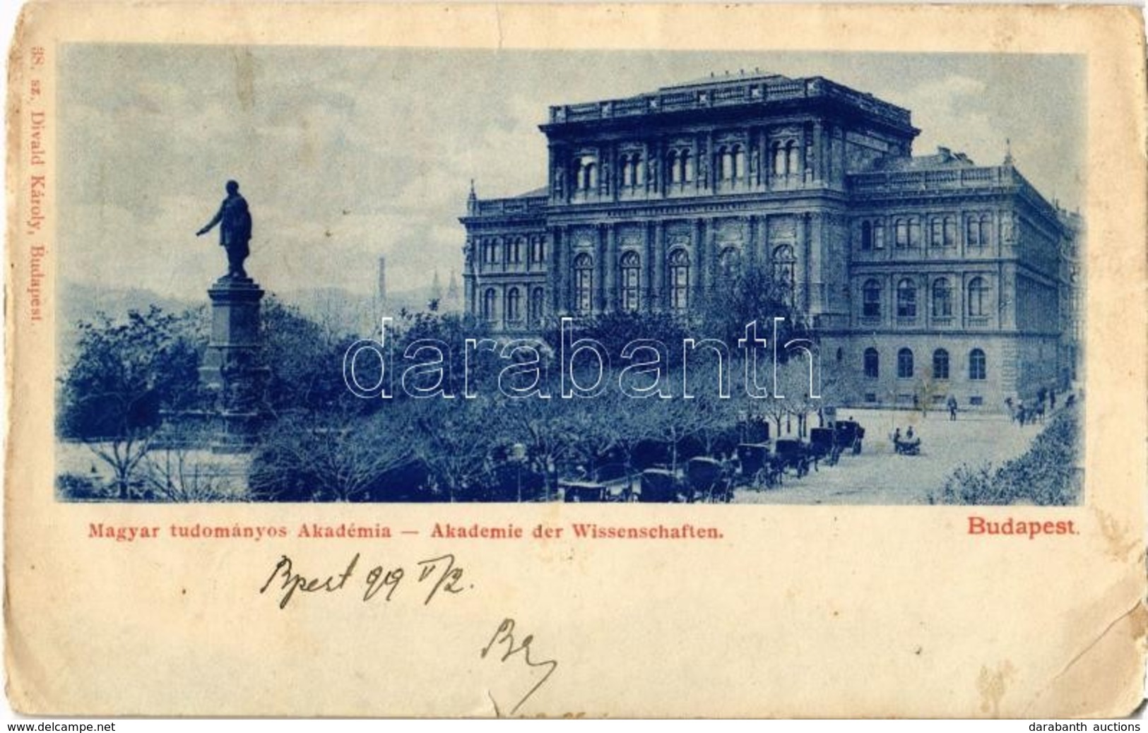 T4 1899 Budapest V. Magyar Tudományos Akadémia, Gróf Széchenyi István Szobra. Divald Károly 38. Sz. (r) - Zonder Classificatie